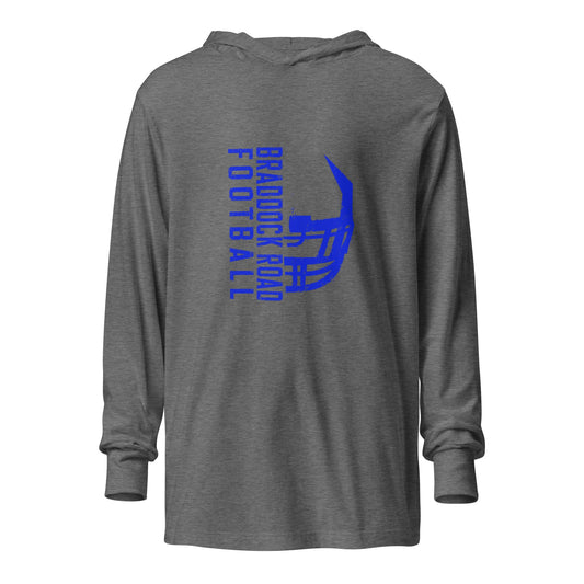 Performance | Hooded Long Sleeve T Shirt | Braddock Road Football | Sideline Vertical Logo