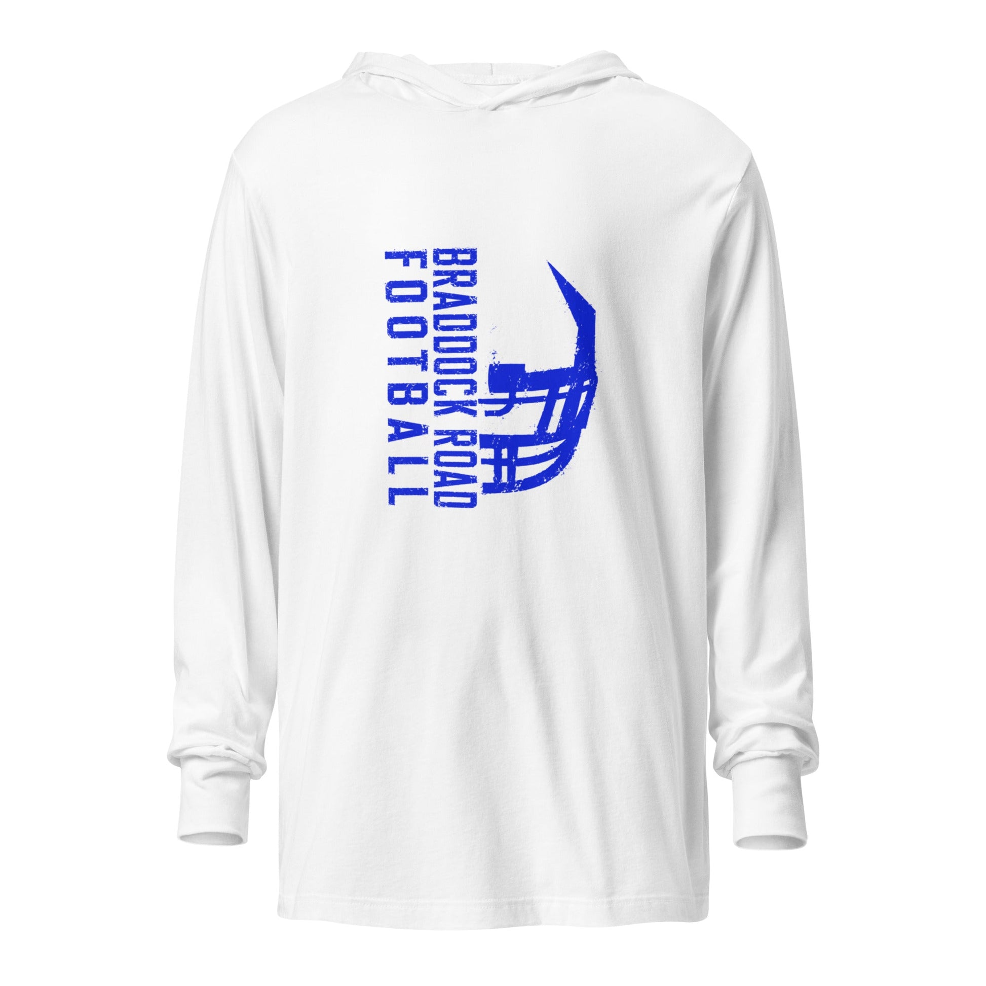 Performance | Hooded Long Sleeve T Shirt | Braddock Road Football | Sideline Vertical Logo