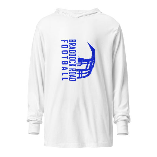 Performance | Hooded Long Sleeve T Shirt | Braddock Road Football | Sideline Vertical Logo