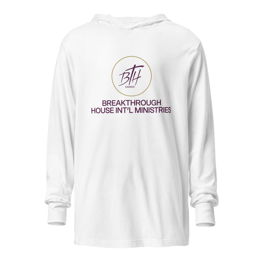 Performance | Hooded Long Sleeve T Shirt | Breakthrough House International Ministries | Crest Logo