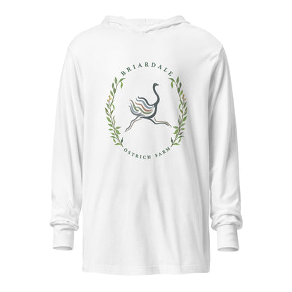 Performance | Hooded Long Sleeve T Shirt | Briardale Ostrich Farm | Crest Logo