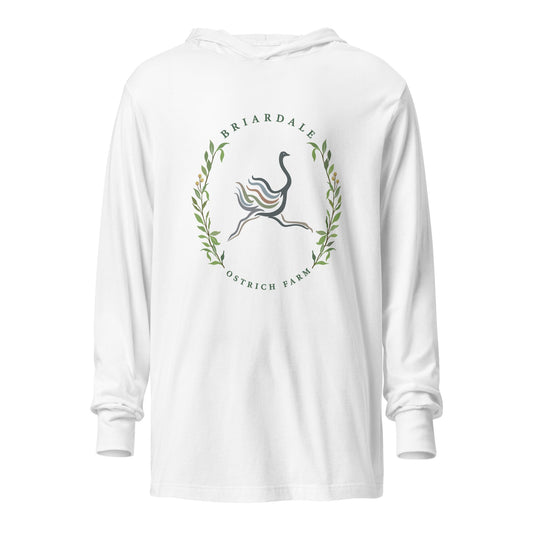 Performance | Hooded Long Sleeve T Shirt | Briardale Ostrich Farm | Crest Logo