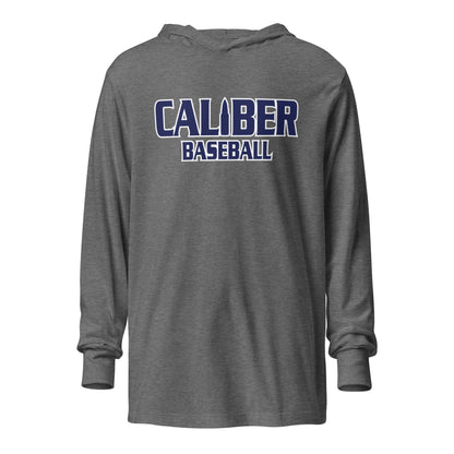 Performance | Hooded Long Sleeve T Shirt | Caliber Baseball | Varsity Script Logo