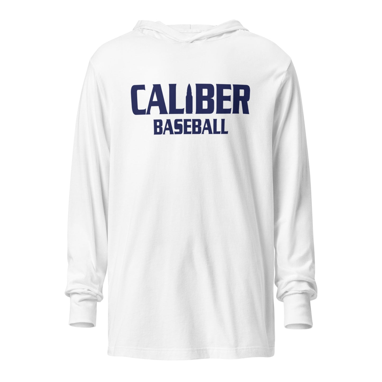 Performance | Hooded Long Sleeve T Shirt | Caliber Baseball | Varsity Script Logo