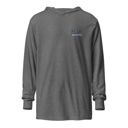 Performance | Hooded Long Sleeve T Shirt | Cambridge Volleyball | Block Bears Logo