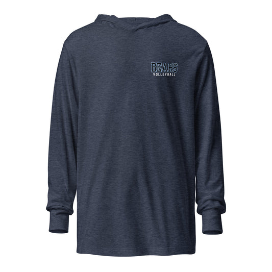 Performance | Hooded Long Sleeve T Shirt | Cambridge Volleyball | Block Bears Logo
