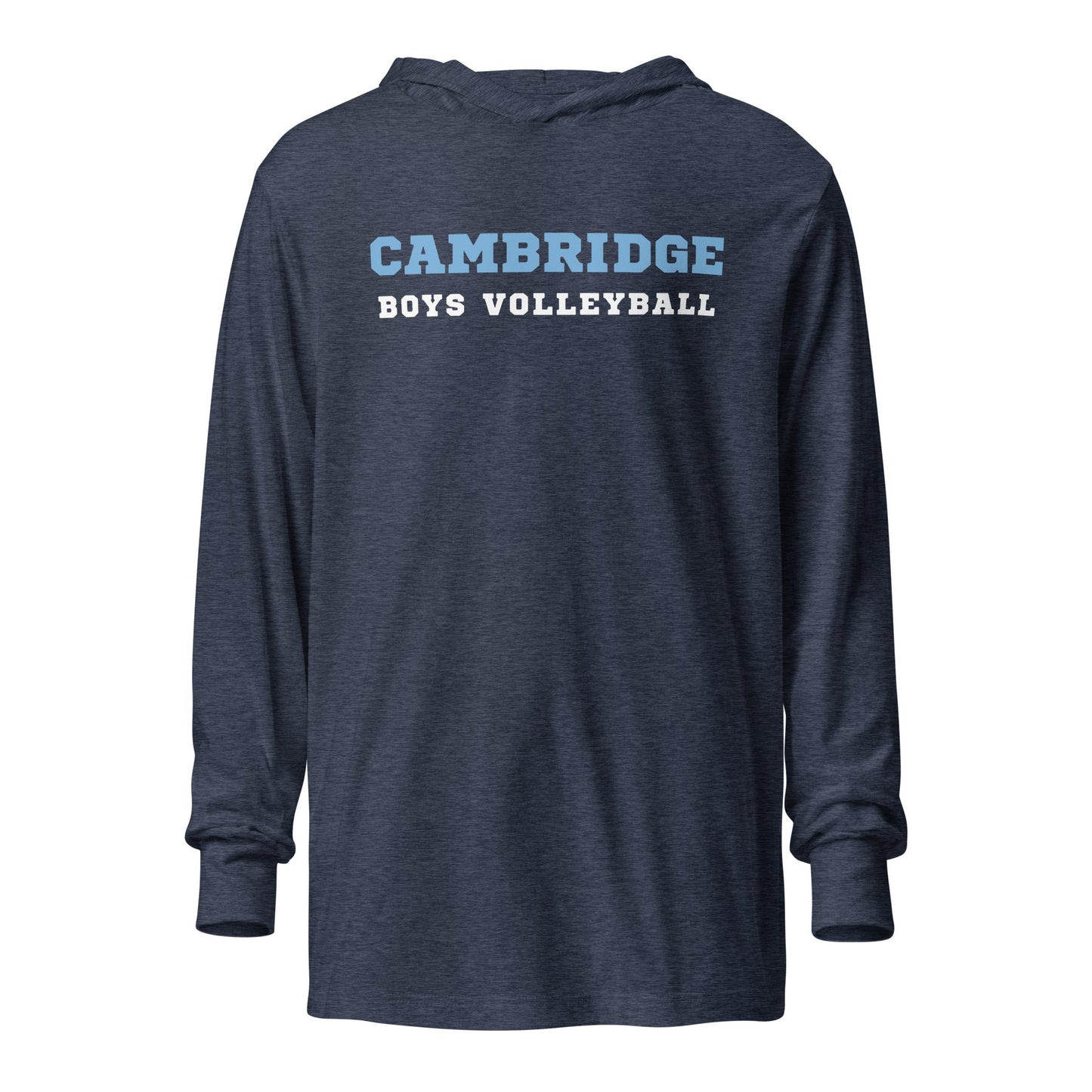 Performance | Hooded Long Sleeve T Shirt | Cambridge Volleyball | Block Script Logo