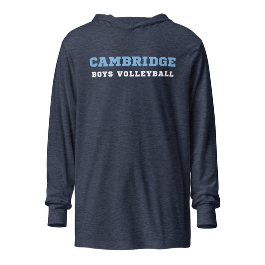 Performance | Hooded Long Sleeve T Shirt | Cambridge Volleyball | Block Script Logo