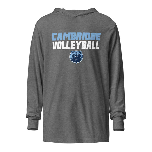 Performance | Hooded Long Sleeve T Shirt | Cambridge Volleyball | Modern Logo