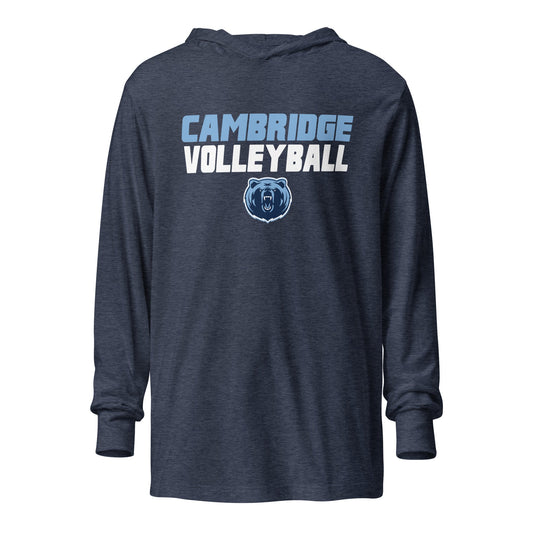 Performance | Hooded Long Sleeve T Shirt | Cambridge Volleyball | Modern Logo