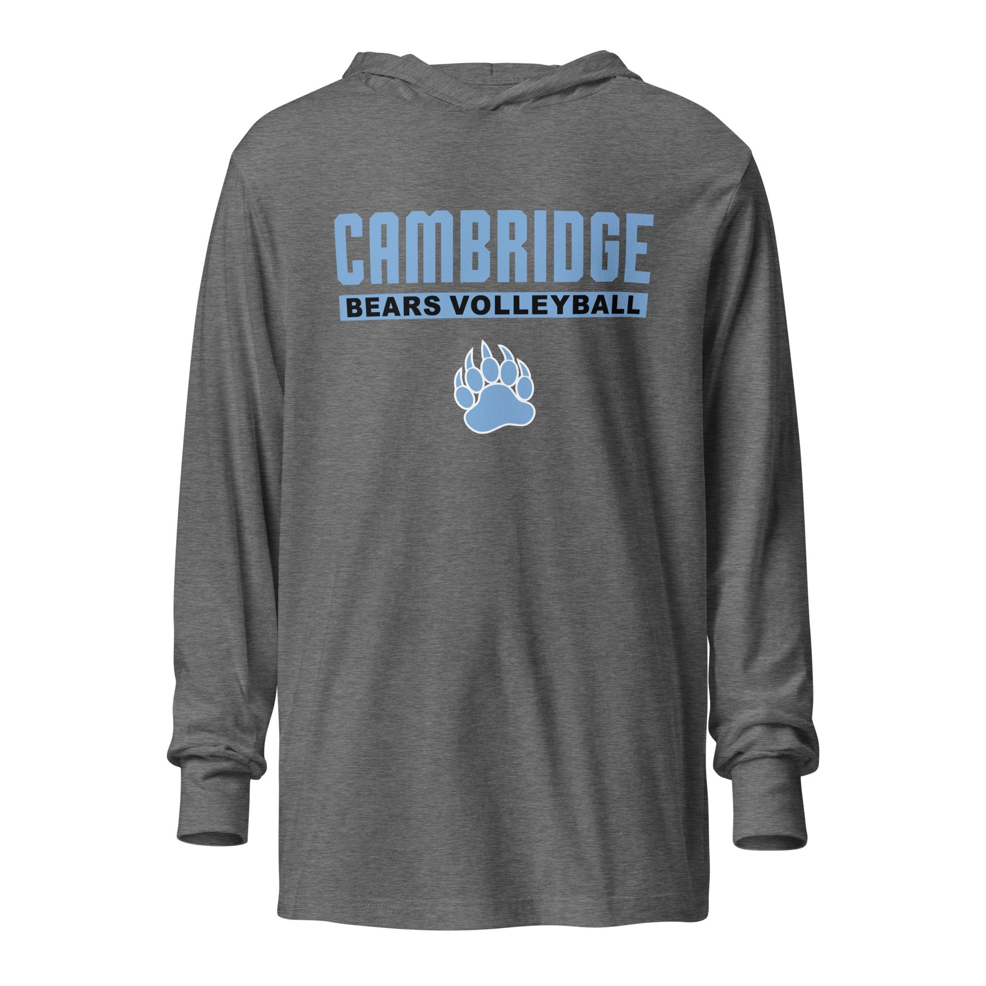 Performance | Hooded Long Sleeve T Shirt | Cambridge Volleyball | Script Paw Logo