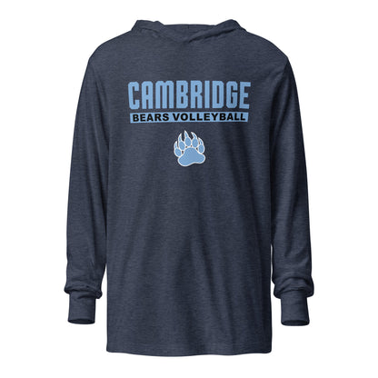 Performance | Hooded Long Sleeve T Shirt | Cambridge Volleyball | Script Paw Logo