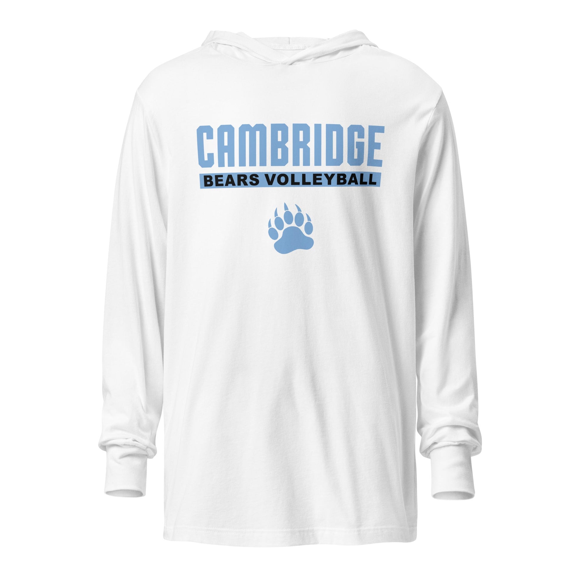 Performance | Hooded Long Sleeve T Shirt | Cambridge Volleyball | Script Paw Logo