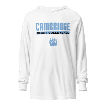 Performance | Hooded Long Sleeve T Shirt | Cambridge Volleyball | Script Paw Logo