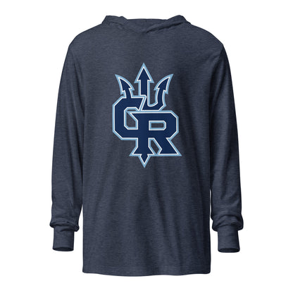 Performance | Hooded Long Sleeve T Shirt | Cape Riptides Baseball | Emblem Logo