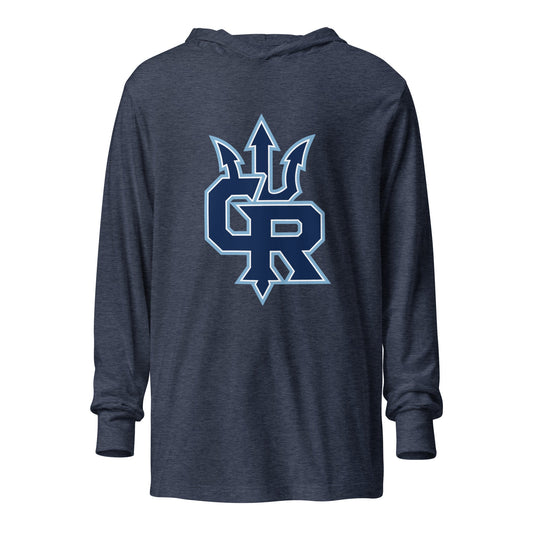 Performance | Hooded Long Sleeve T Shirt | Cape Riptides Baseball | Emblem Logo