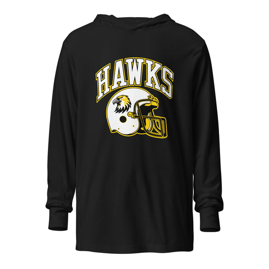 Performance | Hooded Long Sleeve T Shirt | Cardinal Ohara Hawks | Football Helmet Logo