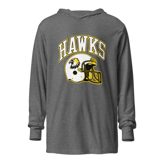 Performance | Hooded Long Sleeve T Shirt | Cardinal Ohara Hawks | Football Helmet Logo