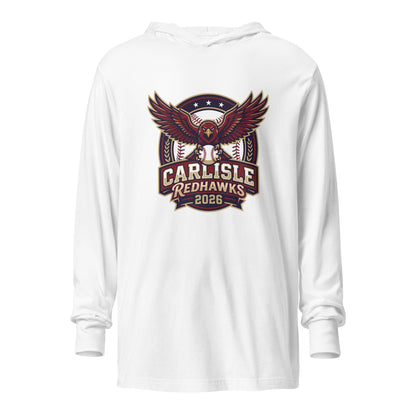 Performance | Hooded Long Sleeve T Shirt | Carlisle Redhawks | Emblem Logo