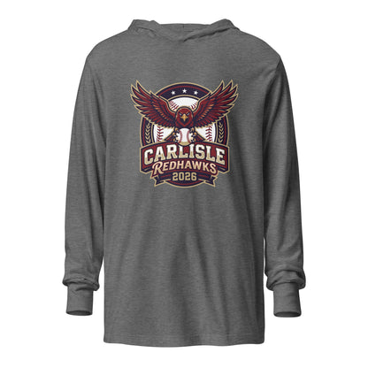 Performance | Hooded Long Sleeve T Shirt | Carlisle Redhawks | Emblem Logo
