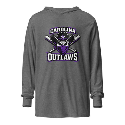 Performance | Hooded Long Sleeve T Shirt | Carolina Outlaws Baseball | Crest Logo