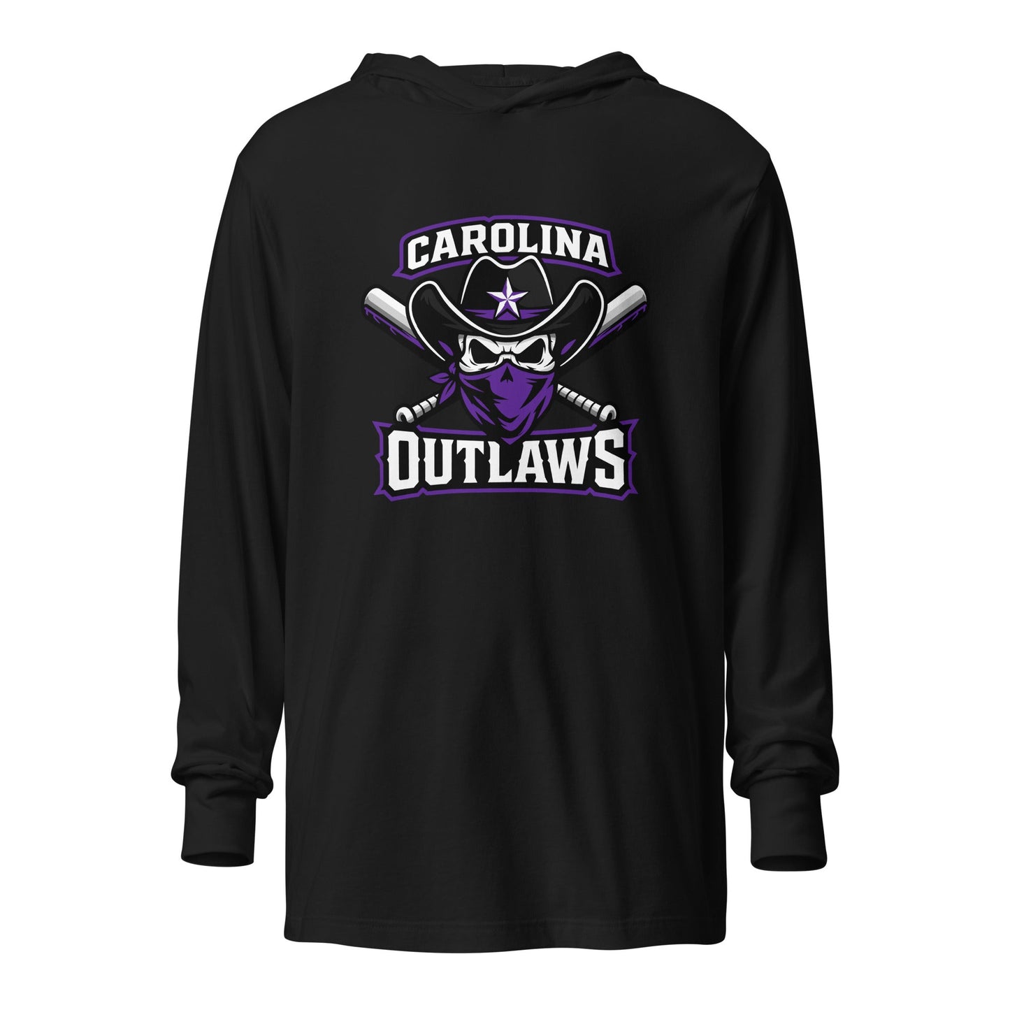 Performance | Hooded Long Sleeve T Shirt | Carolina Outlaws Baseball | Crest Logo
