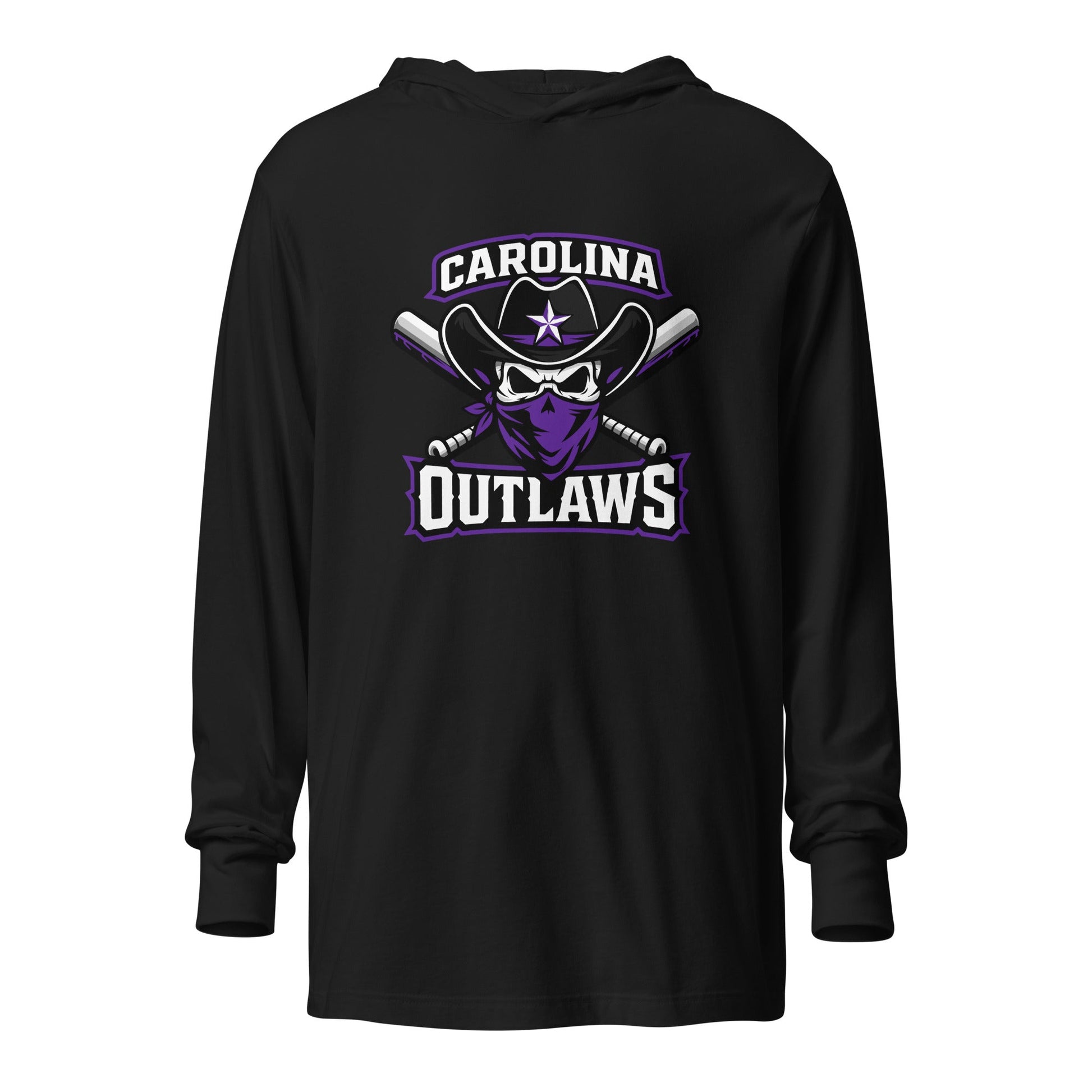 Performance | Hooded Long Sleeve T Shirt | Carolina Outlaws Baseball | Crest Logo