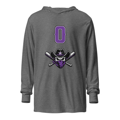 Performance | Hooded Long Sleeve T Shirt | Carolina Outlaws Baseball | Purple Renegades Logo