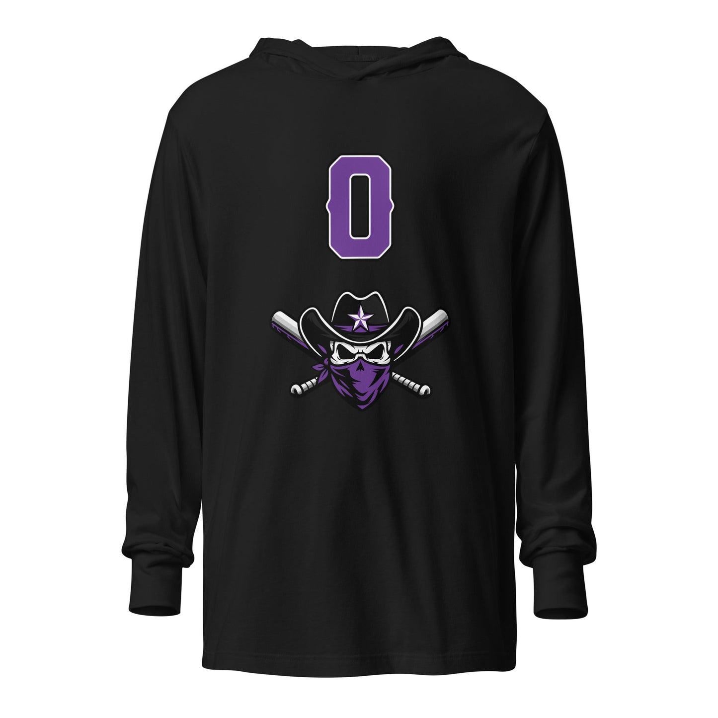 Performance | Hooded Long Sleeve T Shirt | Carolina Outlaws Baseball | Purple Renegades Logo