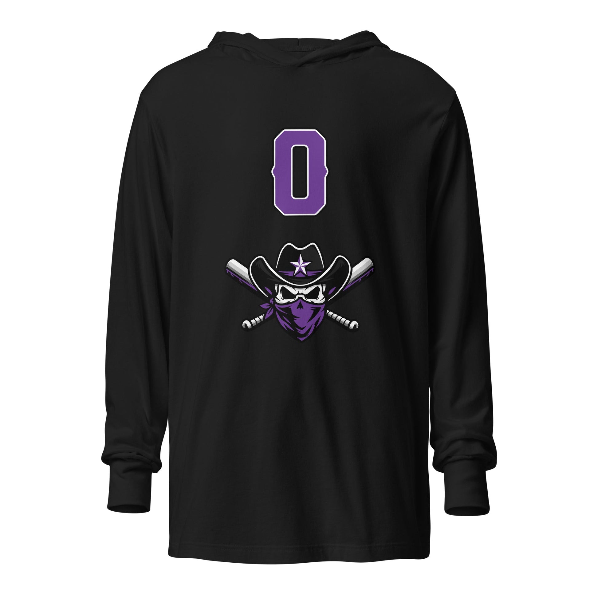 Performance | Hooded Long Sleeve T Shirt | Carolina Outlaws Baseball | Purple Renegades Logo