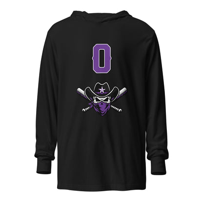 Performance | Hooded Long Sleeve T Shirt | Carolina Outlaws Baseball | Purple Renegades Logo