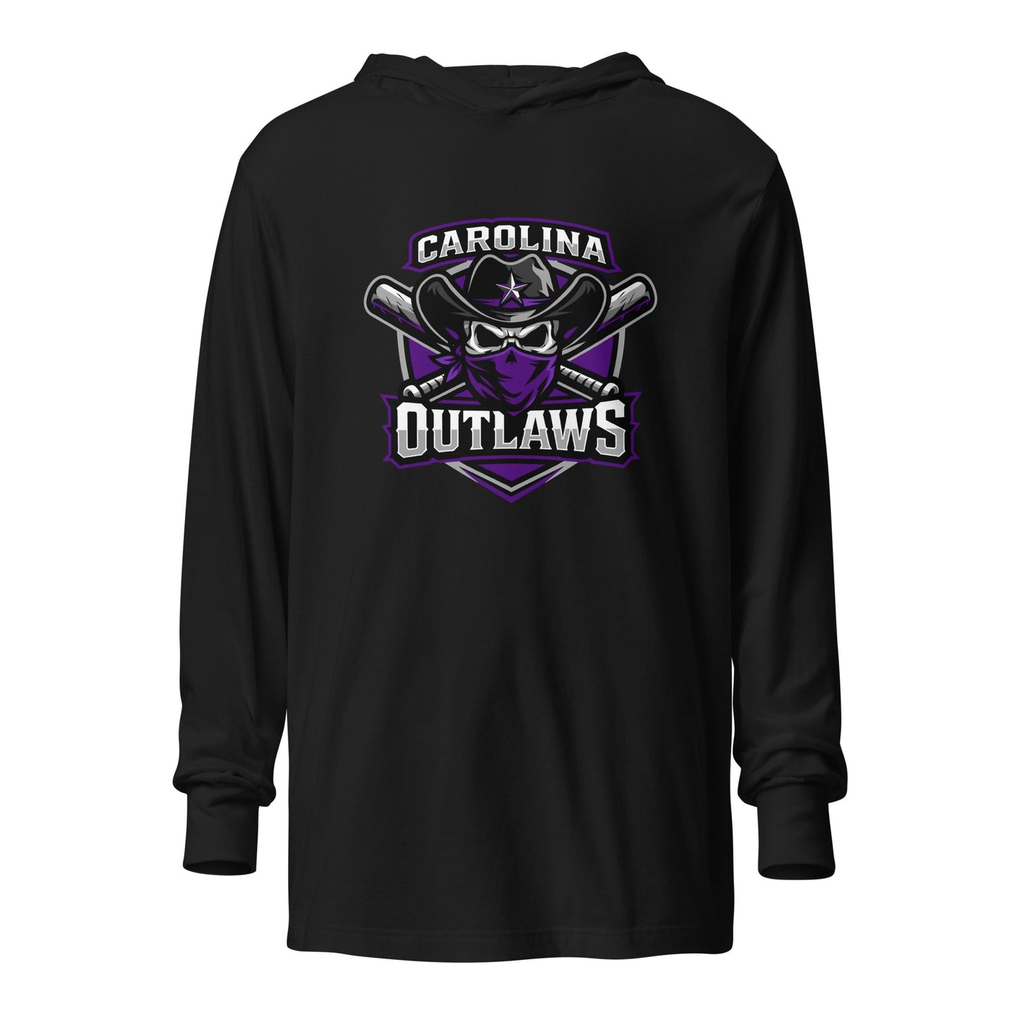 Performance | Hooded Long Sleeve T Shirt | Carolina Outlaws Baseball | Shield Logo