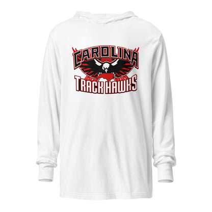 Performance | Hooded Long Sleeve T Shirt | Carolina track Hawks | Emblem Logo