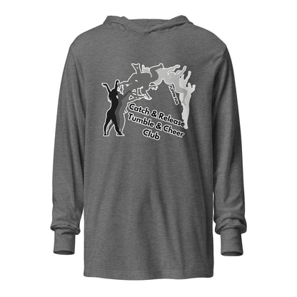 Performance | Hooded Long Sleeve T Shirt | Catch & Release Tumble & Cheer Club | Tumble Logo