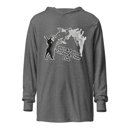 Performance | Hooded Long Sleeve T Shirt | Catch & Release Tumble & Cheer Club | Tumble Logo