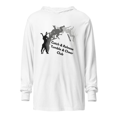 Performance | Hooded Long Sleeve T Shirt | Catch & Release Tumble & Cheer Club | Tumble Logo