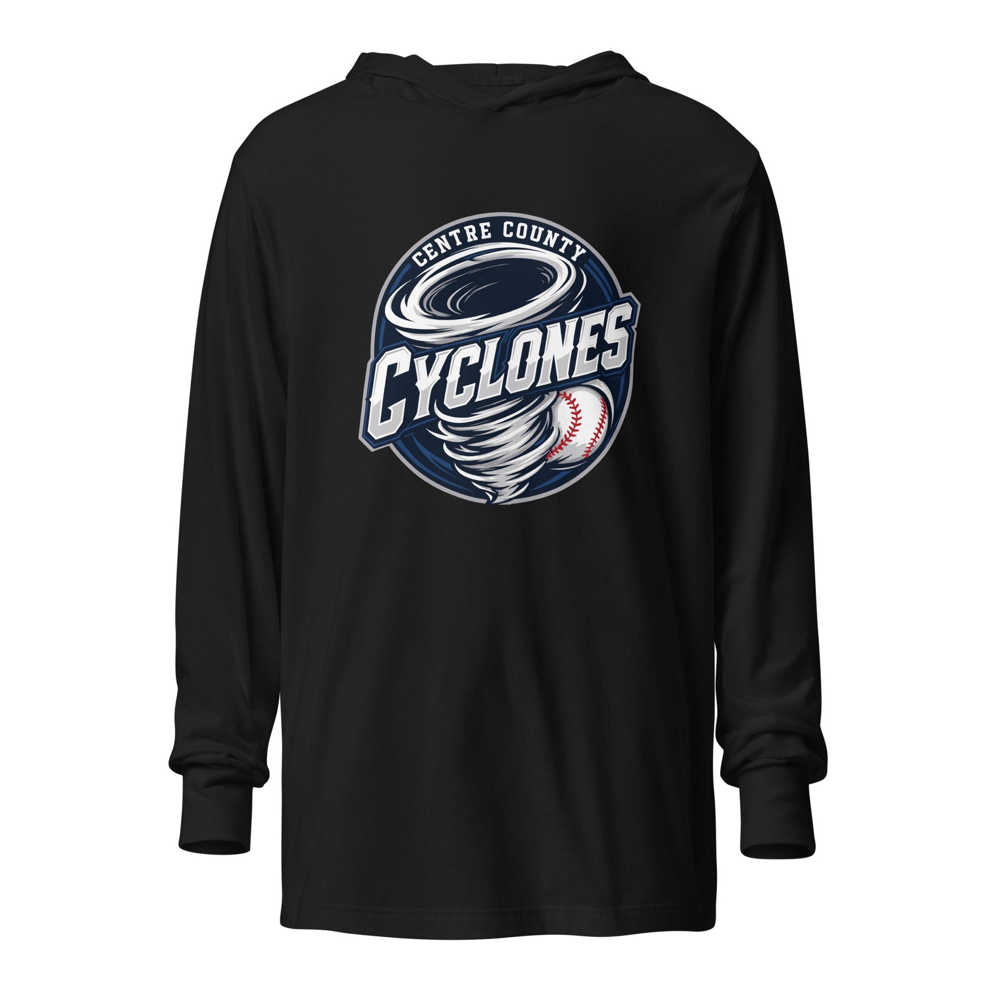 Performance | Hooded Long Sleeve T Shirt | Centre County Cyclones | Badge Logo