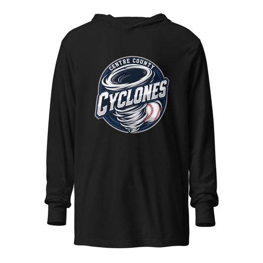 Performance | Hooded Long Sleeve T Shirt | Centre County Cyclones | Badge Logo