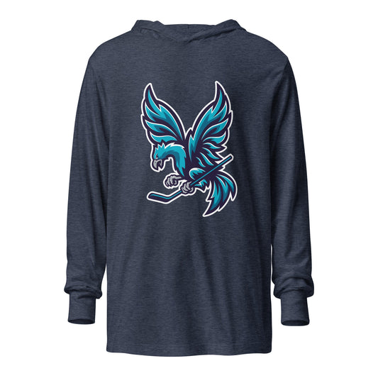 Performance | Hooded Long Sleeve T Shirt | Charlotte Rise | Mascot Logo