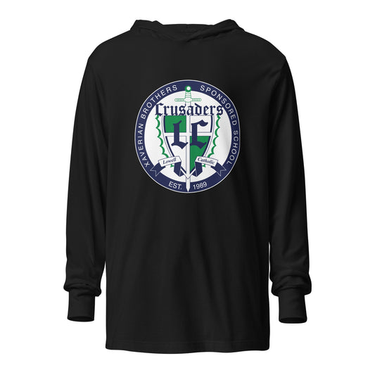 Performance | Hooded Long Sleeve T Shirt | Cheer | Badge Logo
