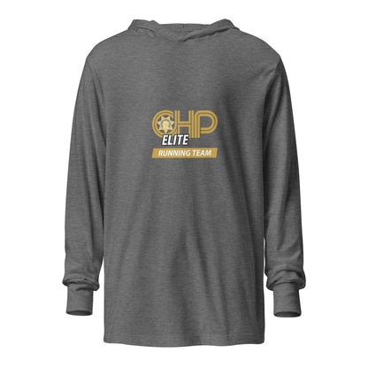 Performance | Hooded Long Sleeve T Shirt | CHP Elite Running Team | Runner Crest Logo