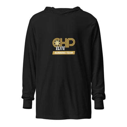 Performance | Hooded Long Sleeve T Shirt | CHP Elite Running Team | Runner Crest Logo