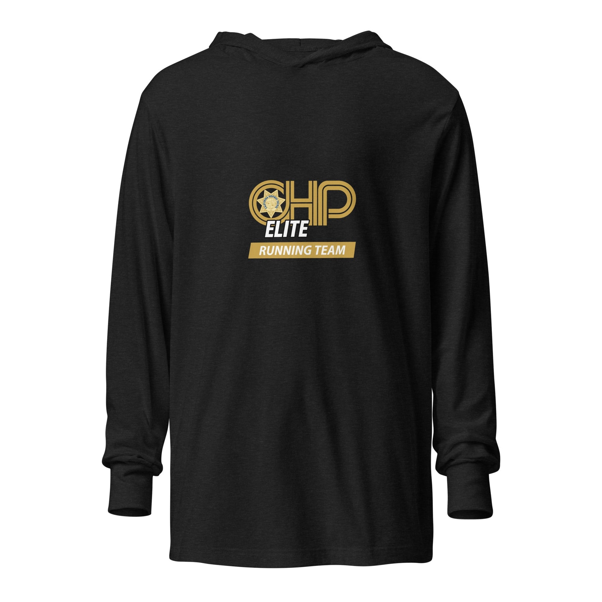 Performance | Hooded Long Sleeve T Shirt | CHP Elite Running Team | Runner Crest Logo