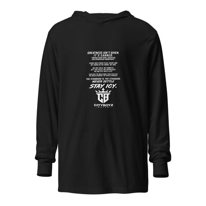Performance | Hooded Long Sleeve T Shirt | City Boyz Elite | Legacy Builder Mark Logo