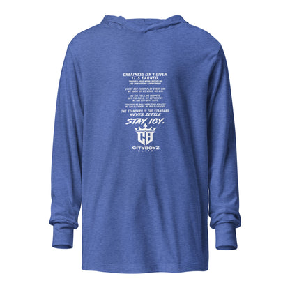 Performance | Hooded Long Sleeve T Shirt | City Boyz Elite | Legacy Builder Mark Logo