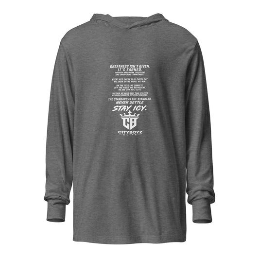 Performance | Hooded Long Sleeve T Shirt | City Boyz Elite | Legacy Builder Mark Logo