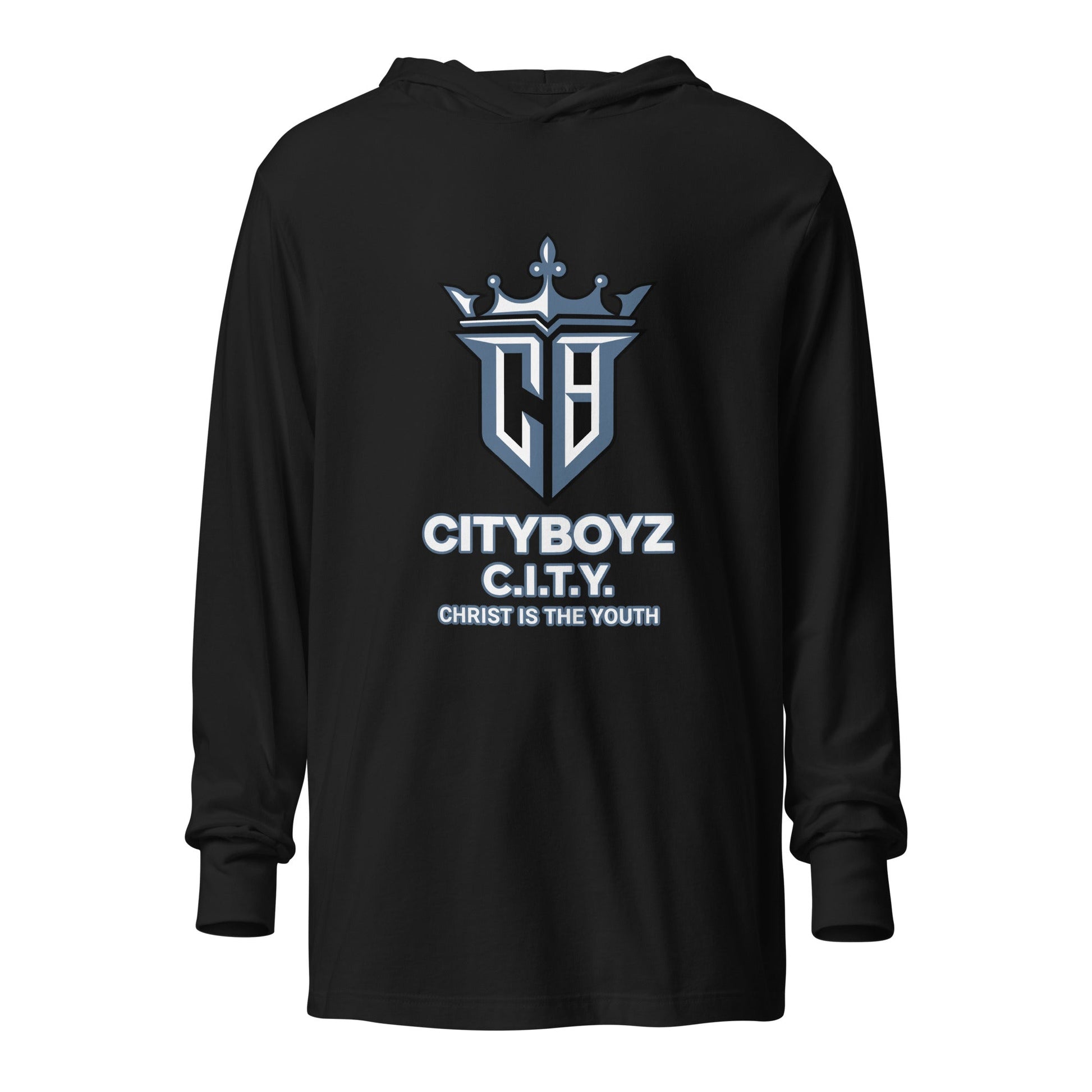 Performance | Hooded Long Sleeve T Shirt | City Boyz Elite | Victory Royale Logo