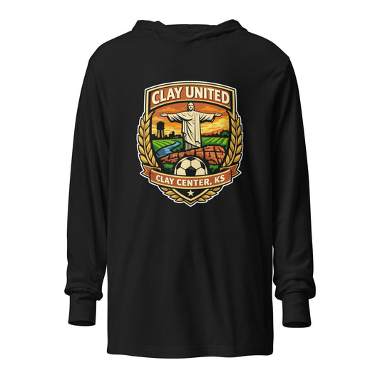 Performance | Hooded Long Sleeve T Shirt | Clay United | Crest Logo