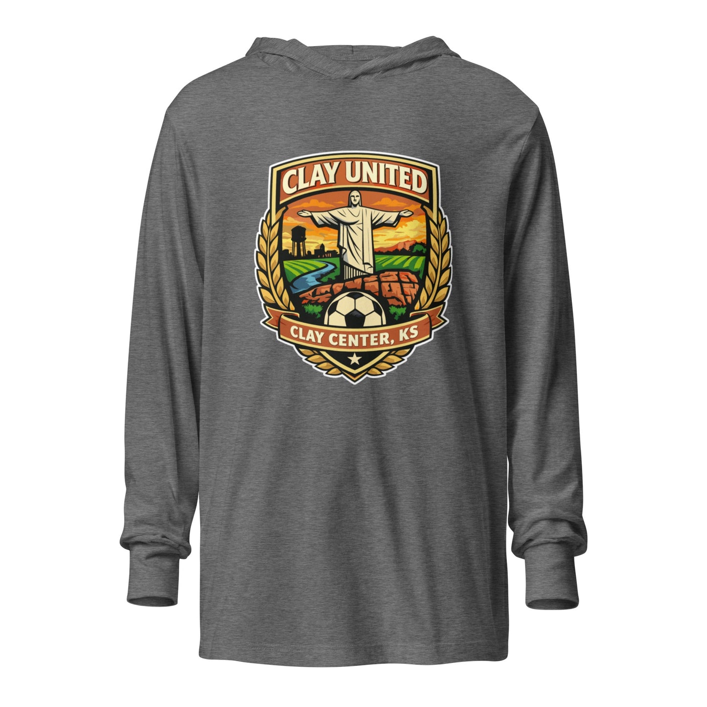 Performance | Hooded Long Sleeve T Shirt | Clay United | Crest Logo