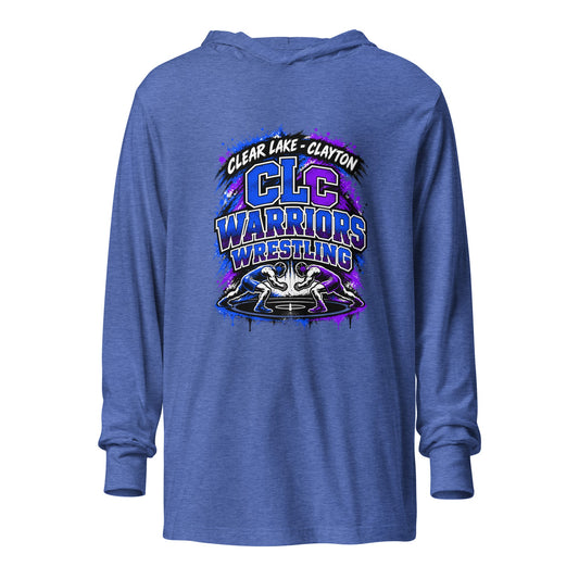 Performance | Hooded Long Sleeve T Shirt | Clear Lake - Clayton Wrestling | Apex Logo